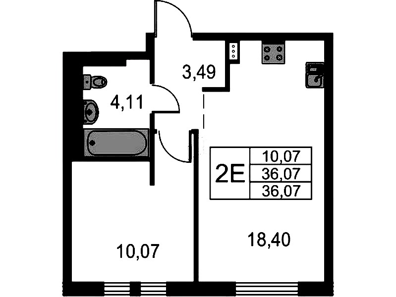 1-комнатная квартира 36.07 м², 14/15 эт., ЖК «Невская Долина»